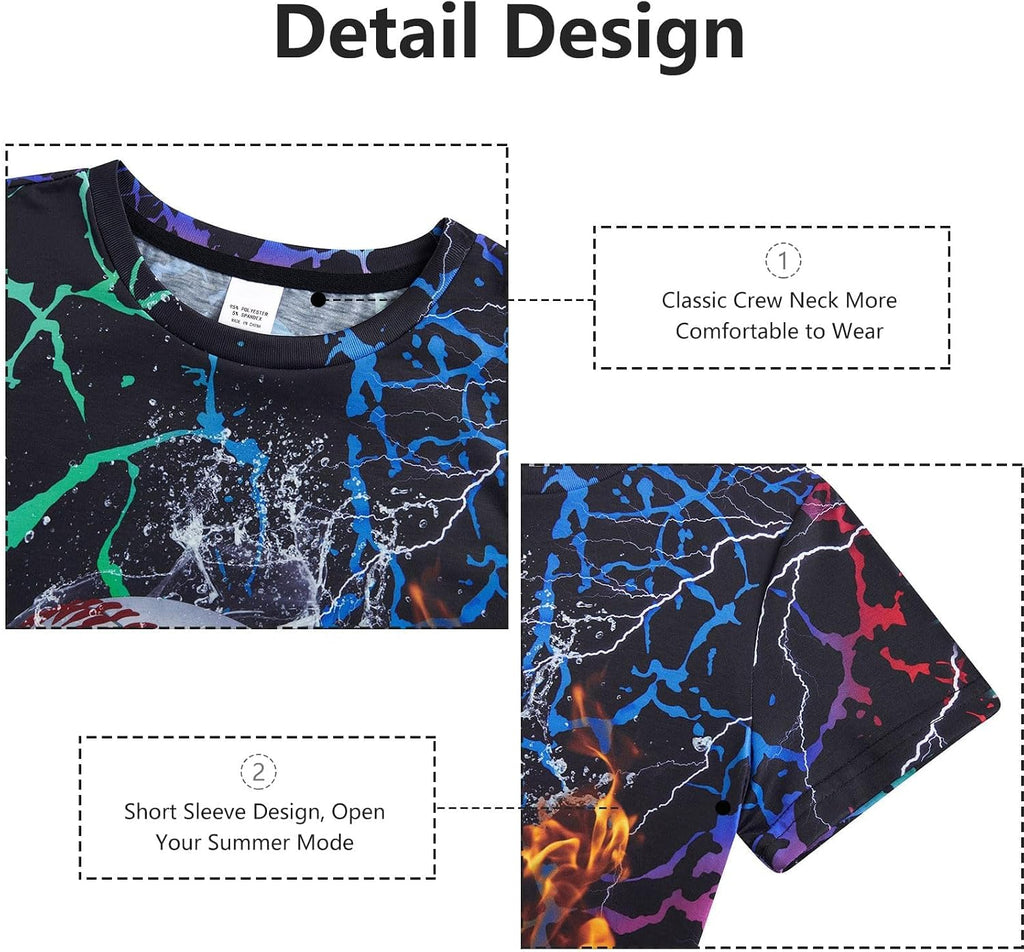 Boys T-Shirts Kids Neon 3D Graphic Tees