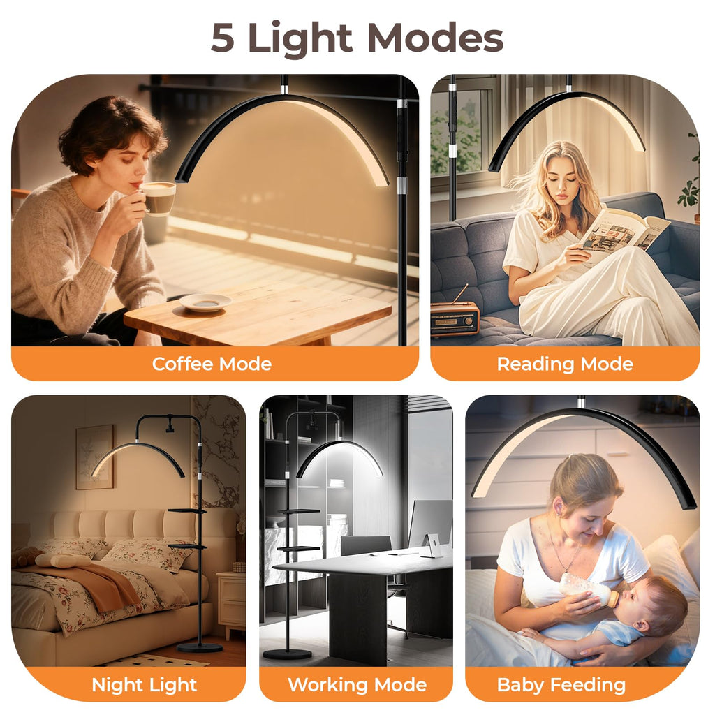 Half Moon Lash Light Dimmable Esthetician Floor Lamp, 2 Trays