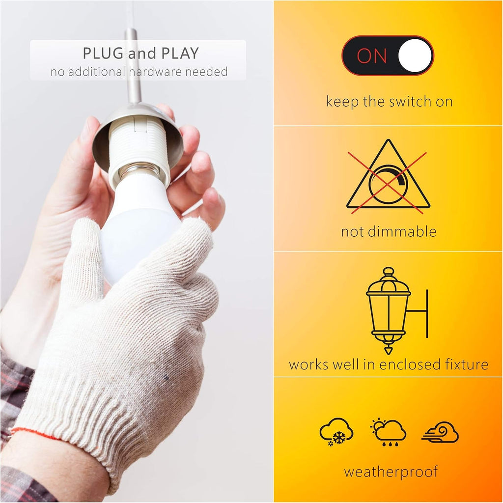 Outdoor Sensor Light Bulbs, E26 Dusk to Dawn Activated Security