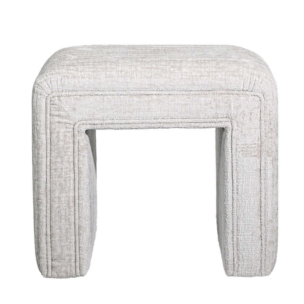 Vanity Stool Chair, Fully Assembled Modern Velvet Ottoman Footstool with Wooden Legs, Multifunctional Upholstered