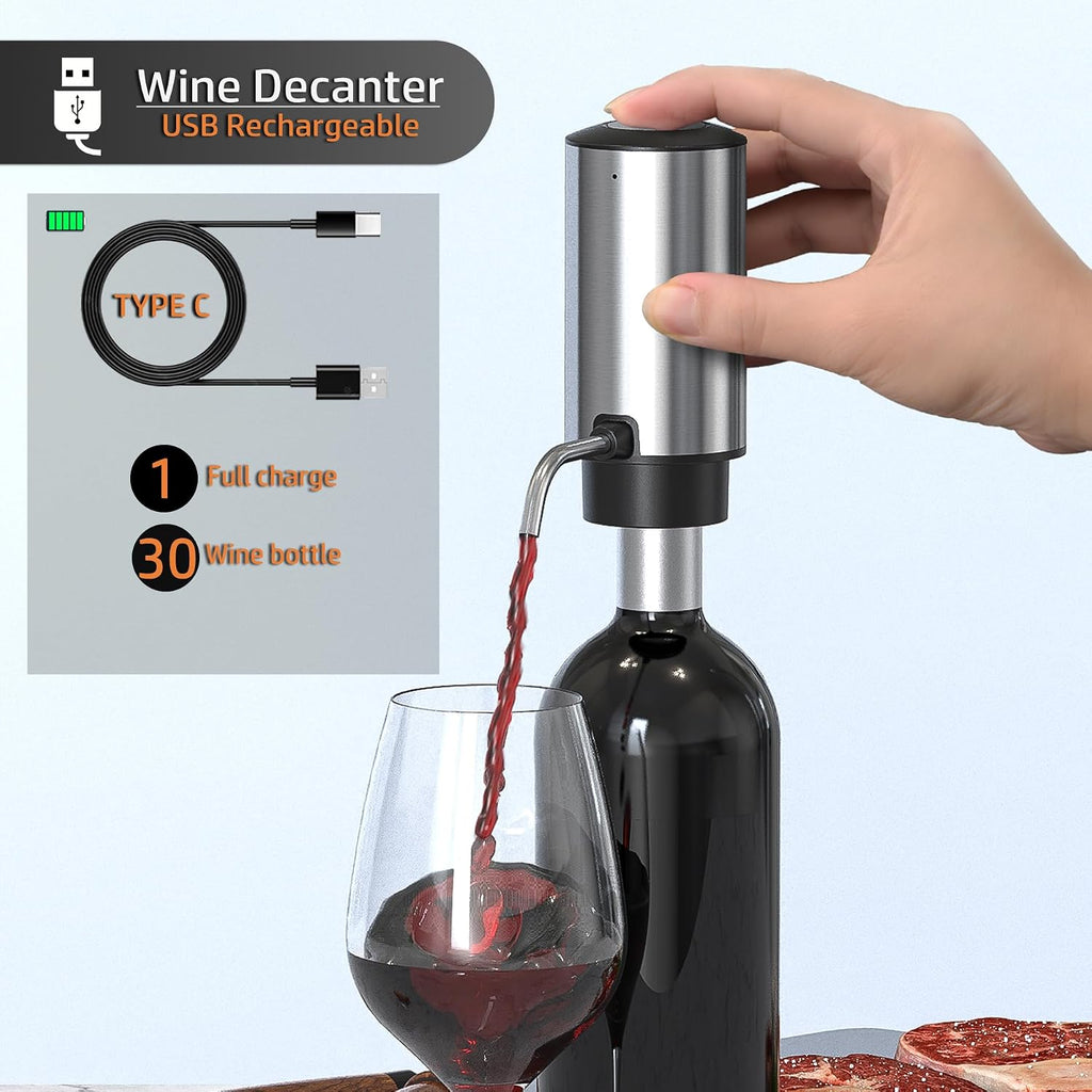 Electric Wine Aerator Pourer Decanter Type C Rechargeable Wine Dispenser