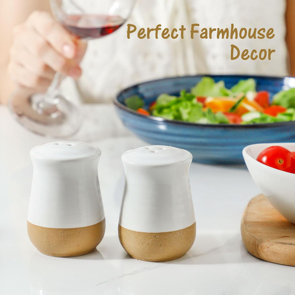 Salt and Pepper Shakers Set, Ceramic Salt Shaker Counter, Cute Pepper Shakers, Refillable Spice Shaker Set Counter - Set of 2