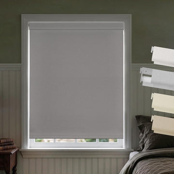 No Drill Cordless Blackout Roller Shades, Grey, 22.5" W x 54" H | Thermal Insulation, UV Privacy Protection, Easy