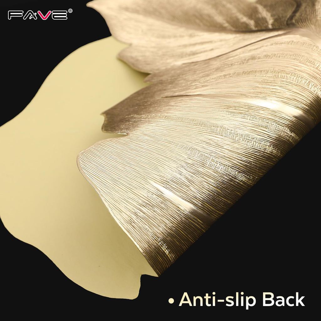 Gold Vinyl Placemats Set of 6, Washable Leaf Patterned Table Mats
