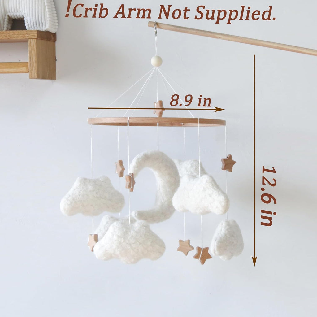 Cloud Mobile for Crib Neutral Baby Mobile for Crib Bassinet Boucle Cloud Baby Crib Mobile for Girls Boys Boho Nursery