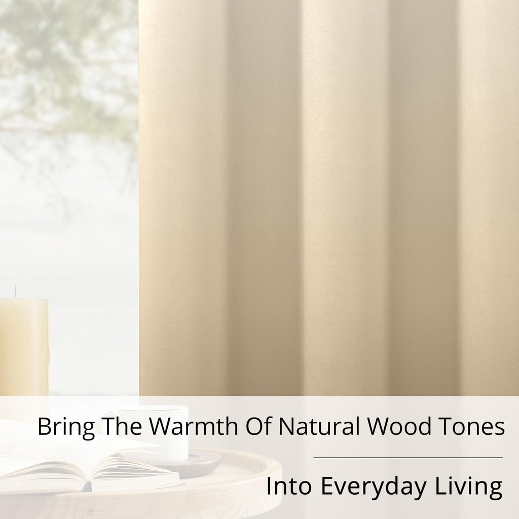 Wood Tone Gradient Blackout Curtains, 100% Blackout, Nordic Minimalist Thermal Insulated Noise Reducing Drapes, 2