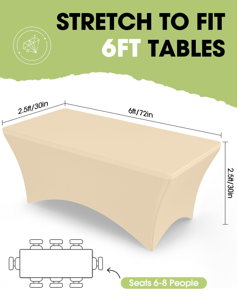 Spandex Tablecloth 6ft 2 Pack Champagne