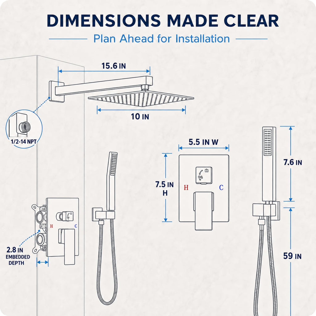 10" Rainfall Shower Faucet Set with Handheld Combo, Brushed Nickel