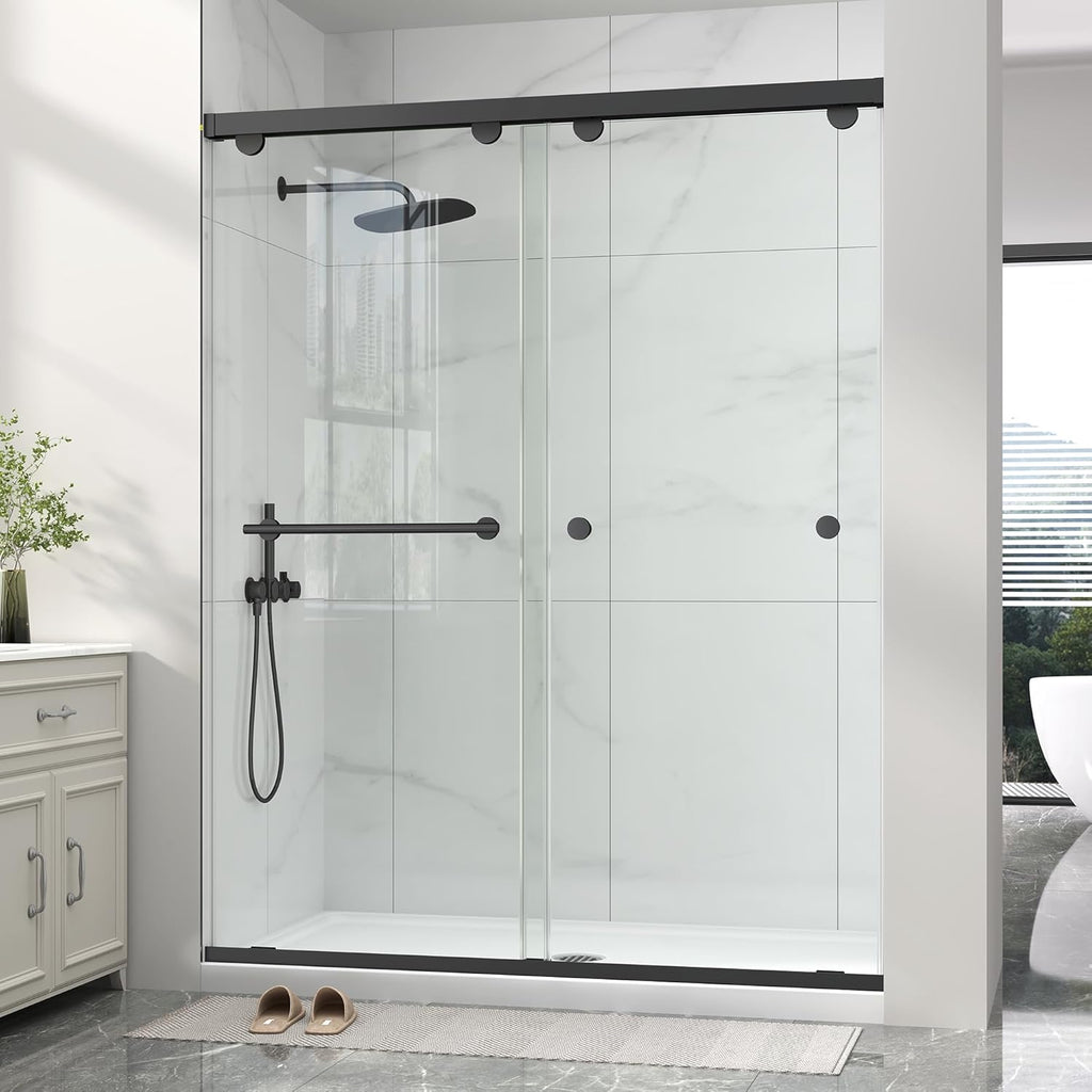 Frameless Shower Door with Soft-Close & Anti-Leak, 5/16" (8mm) Double Sliding Shower Door