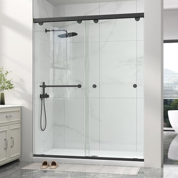 Frameless Shower Door with Soft-Close & Anti-Leak, 5/16" (8mm) Double Sliding Shower Door