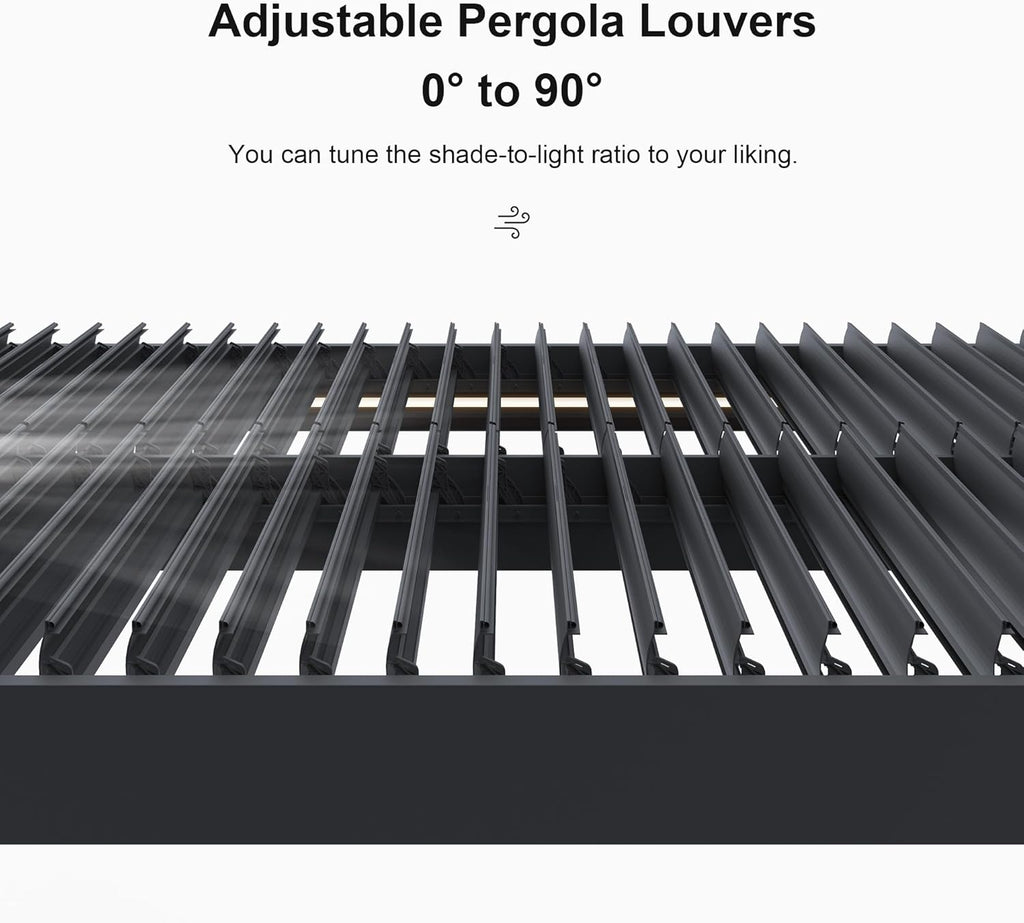 LED Louvered Pergola 94AS 12'x 16' Full Aluminum Frame and A - Image 7