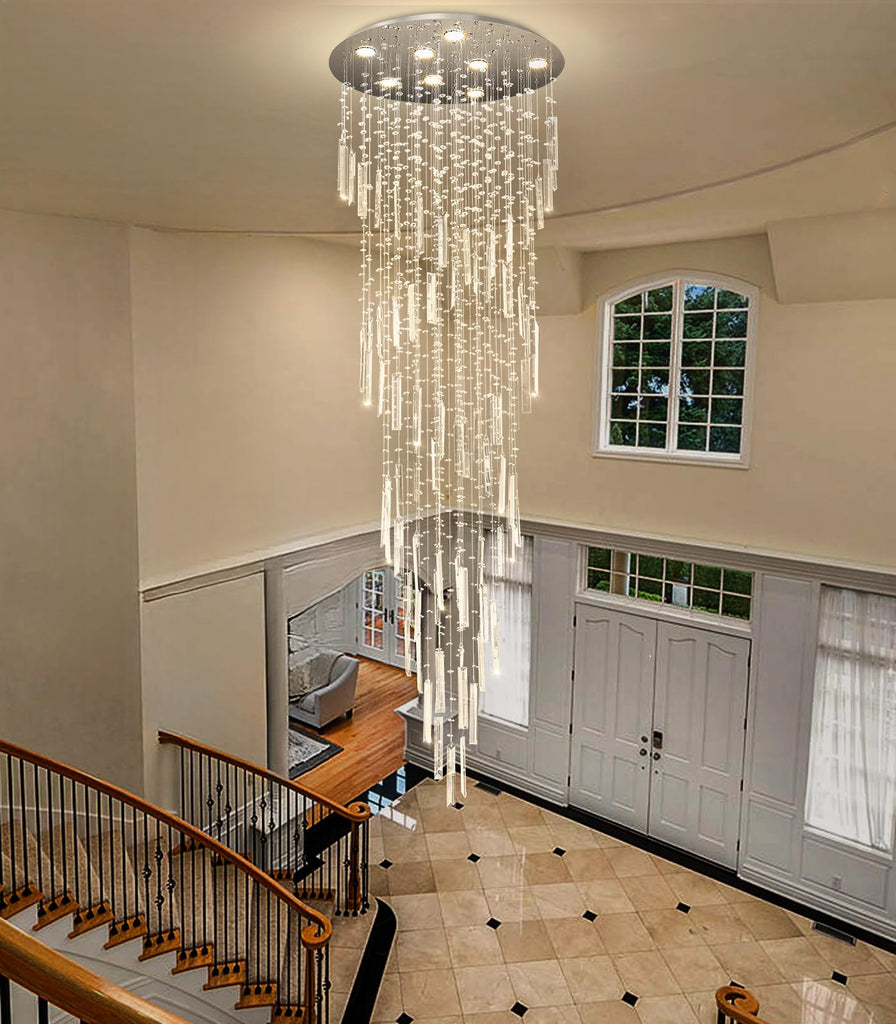 D24'' x H78'' Modern Crystal Chandelier High Ceiling Chandeliers Glam Chandelier Large Raindrop Chandeliers LED