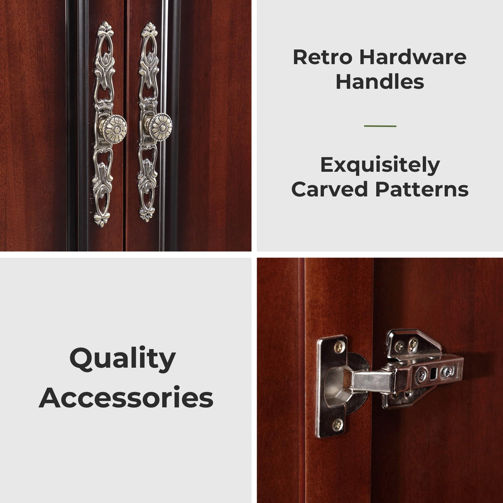 Solid Wood Armoire:Wardrobe Closet with Drawers and Hanging Rod