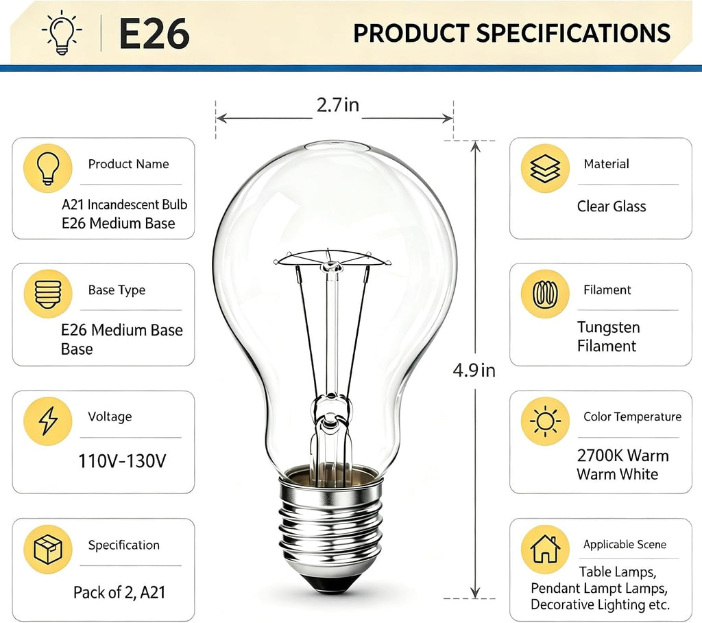 150 Watt Incandescent Light Bulbs, A21 150 WATT Incandescent Bulb Shatter Resistant Rough Service Light Bulb 150W (2