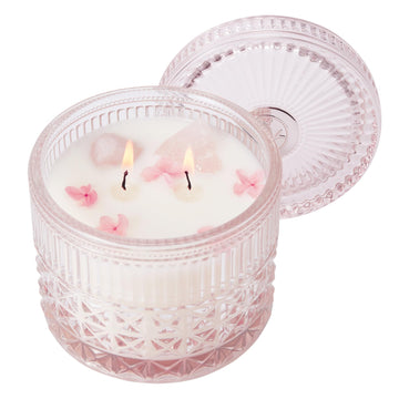 Pink Crystal Candles Champagne Bubbles Candle Scented, Highly Scented, Non-Toxic, Unique Meditation Spiritual Gifts