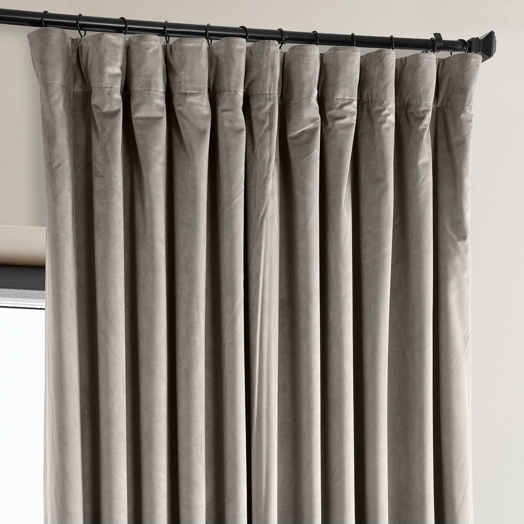 Plush Velvet Blackout Curtains (1 Panel) - 100W X 84L, Library Taupe