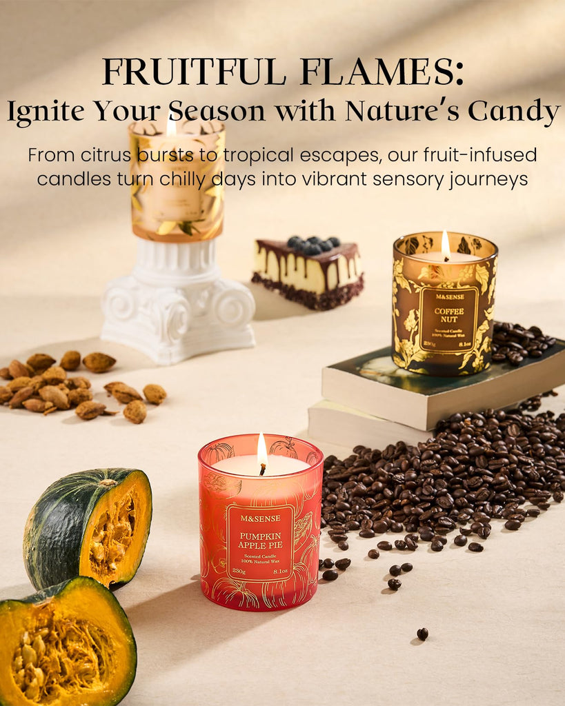 Pumpkin Apple Pie Candle, 8.1oz Gilded Glass Harvest Gift