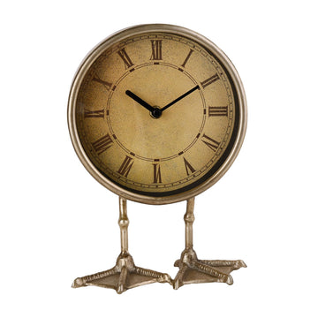 Vintage Gold Table Top Clock, Cute Duck Paw Silent Shelf Desk Clock Battery Operated Rustic Design, Home Decor