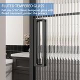 40" x 87" Fluted Glass Barn Door, Concealed Sliding Barn Door with Soft Close, Waterproof Modern Sli