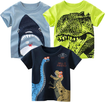 Toddler Boy Dinosaur T-Shirts Short Sleeve Shark Excavator Tee