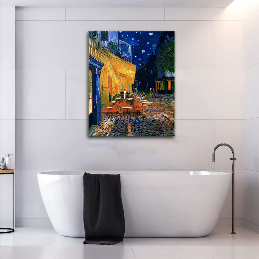 Vincent Van Gogh Canvas Wall Art Cafe Terrace At Night Painting Classic Artwork Bedroom Home Kitchen Decorations 24"