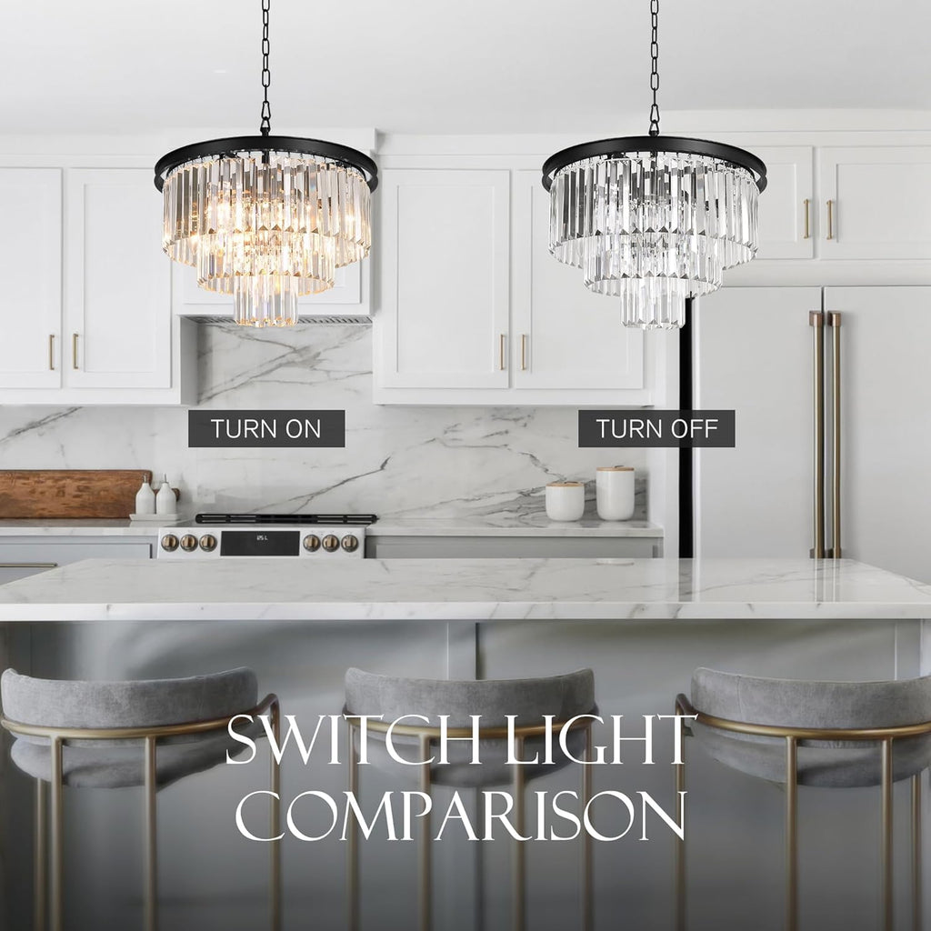 Inspired Odeon Style 8-Light Modern Crystal 3-Tier Chandelier - A107-B07CWJF3BH