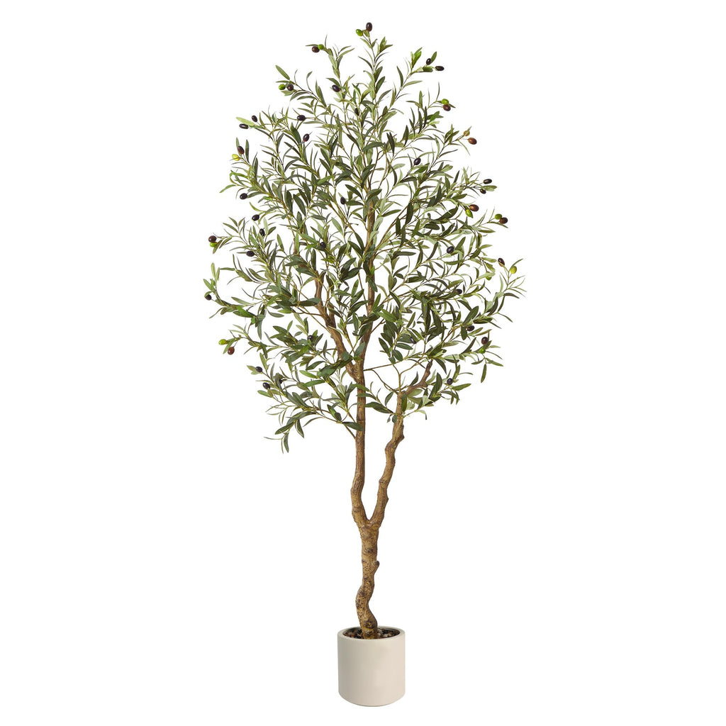 Artificial Olive Trees, 6Ft Tall Faux Olive Tree with Realistic Leaves and Fruits, Fake Potted Olive Silk Tree, Floor