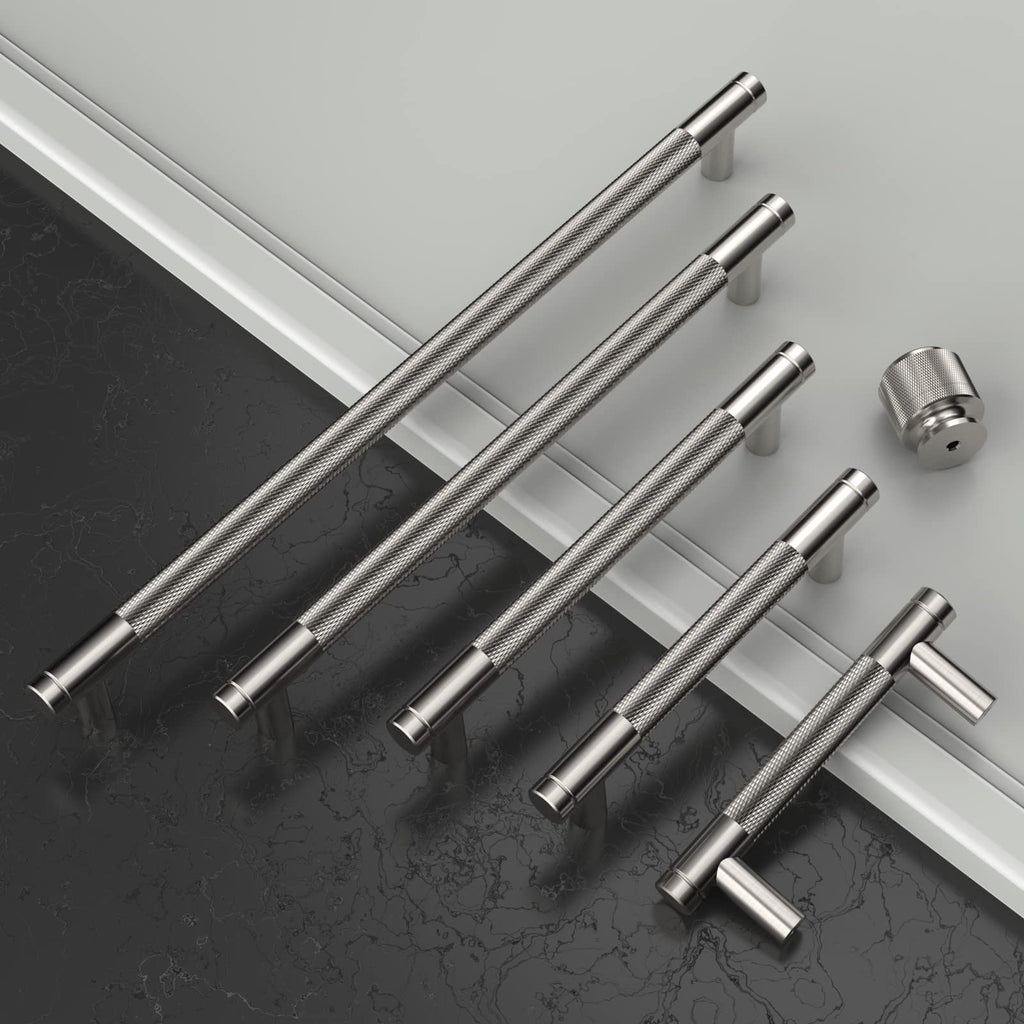 10 Pack Brushed Satin Nickel Knurled Cabinet Knobs Kitchen Cabinet Pulls for Drawer Dresser, Cupboard and Wardrobe