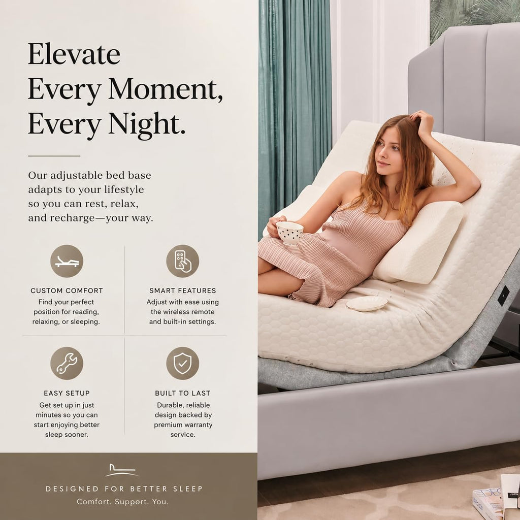 King Adjustable Bed Base - Dual Massage - USB Ports - Zero Gravity - Underbed Light - Wireless Remote - Zero