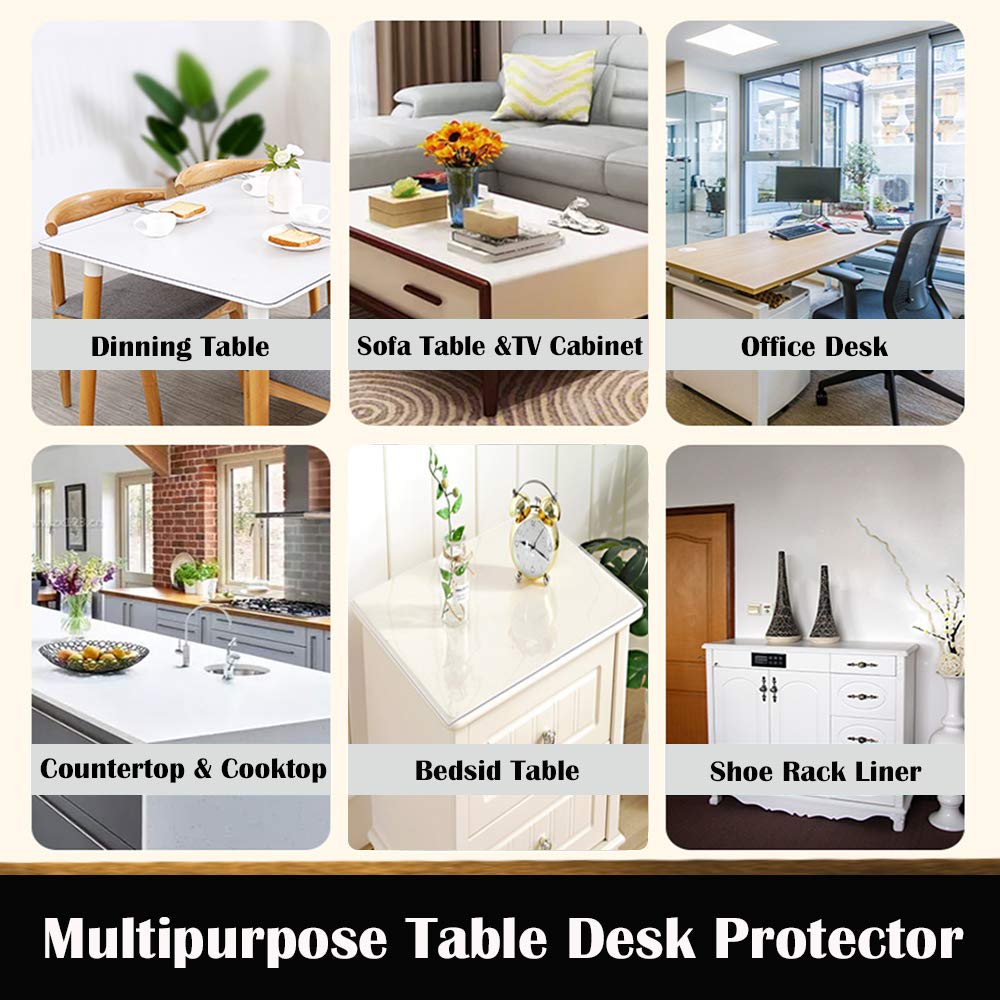 2 Sets 18x24 inch Clear Plastic Table Protector PVC Tablecloth Cover Vinyl Table Cloths Easy Clean Waterproof Heat