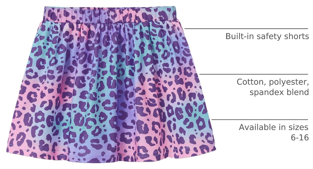 Girls Trendy Skirt-Skort Vibrant Print Built-in Shorts