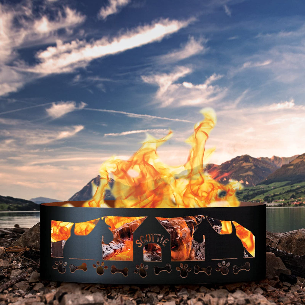 Scottie Unpainted 12 in. Tall 30 in. Diameter Outdoor Fire Ring - 30 x 30 x 12 in. - Rustic Black Color