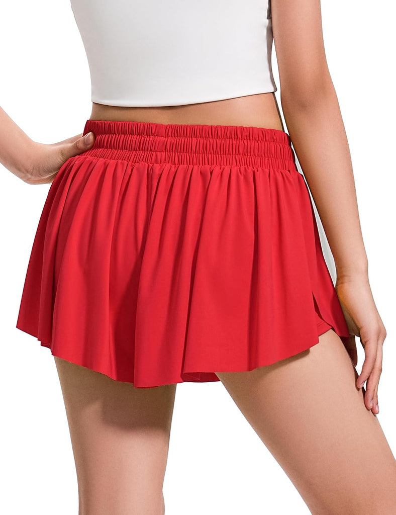 Girls Flowy Shorts Kids Athletic Butterfly Shorts with Pockets in-1