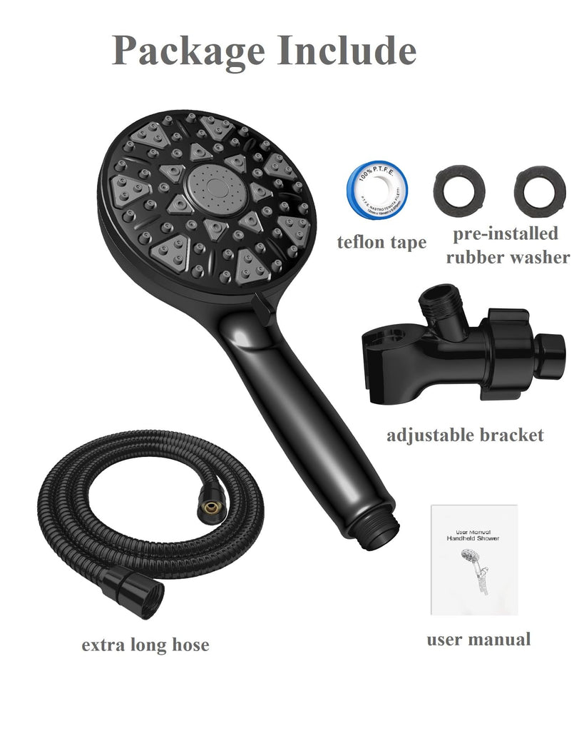 High Pressure Shower head with Handheld 7 Modes, Built-in Power Wash to Clear Tub. Tile & Pets, 5" High Flow Hand