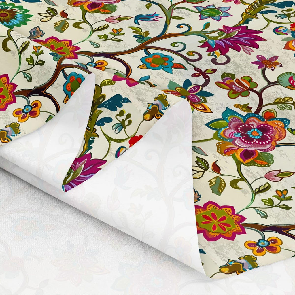 Paisley Flowers Fabric by The Yard, Boho Style Exotic Soft Polyester No Stretch Fabric, Retro Floral Bohemia Decorative
