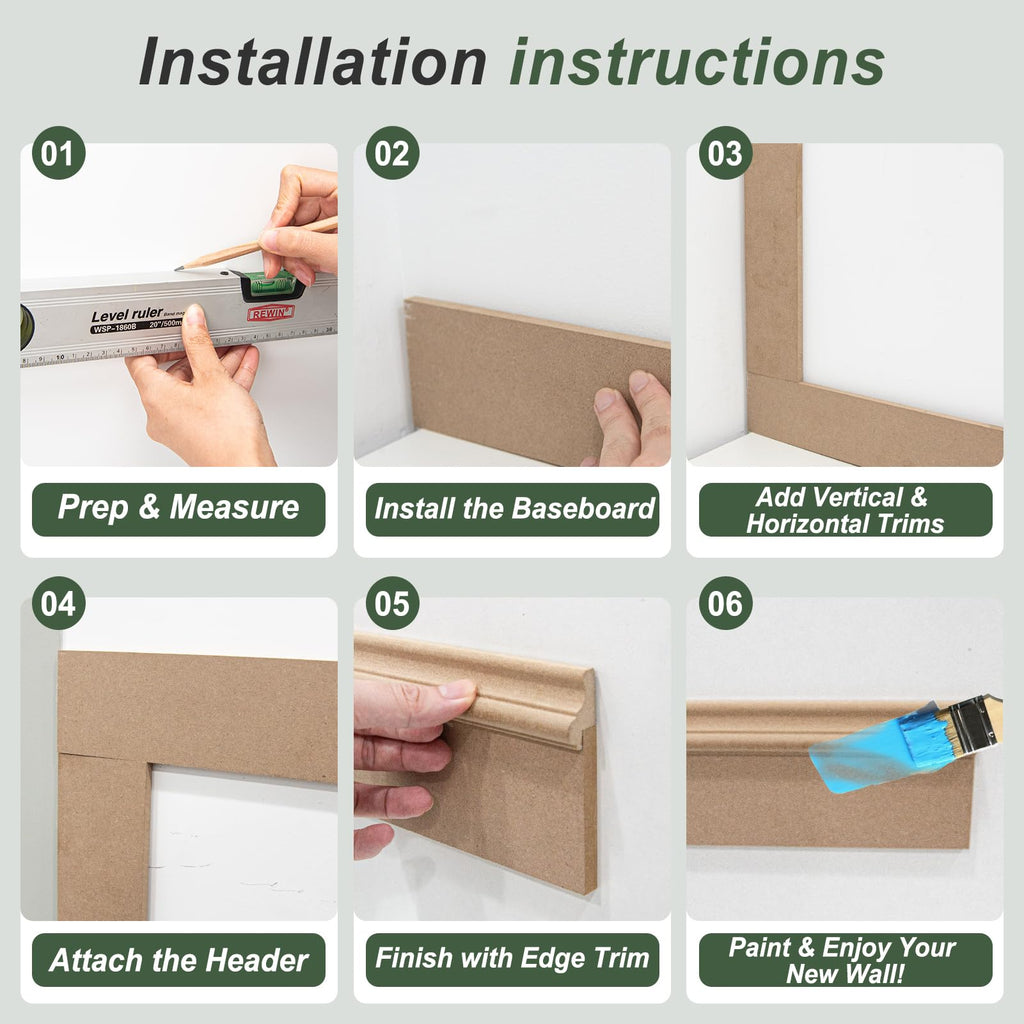 Premade Board and Batten Wainscoting Kit, MDF Paintable Accent Wall Panels with Edge Trim, Pre-Cut Ready to Assemble