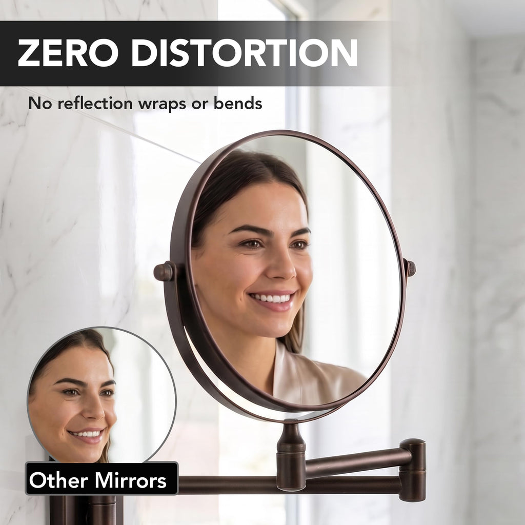 7" Wall Mounted Makeup Mirror, Antique Bronze