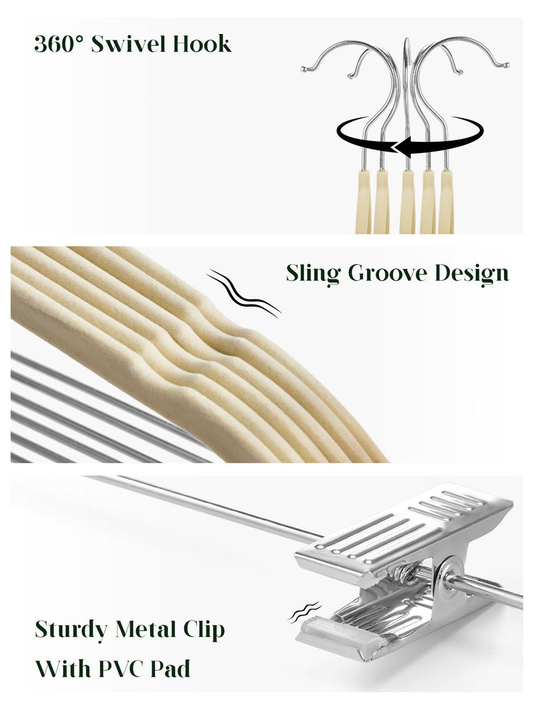 Velvet Skirt Hangers - Pack of 24 - Velvet Hangers with Clips