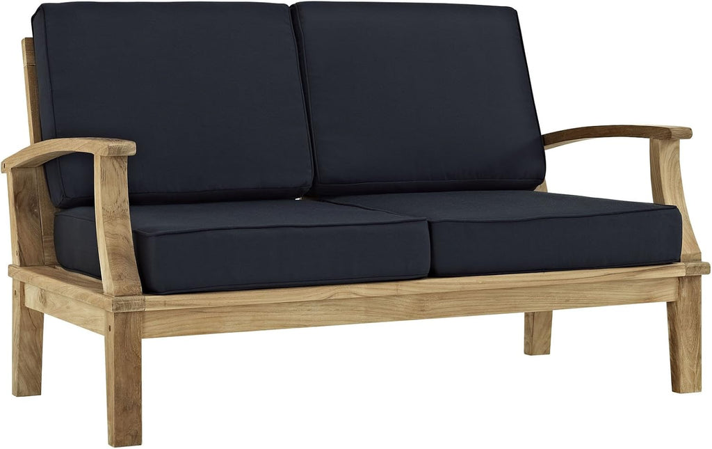 Marina Premium Grade A Teak Wood 5-Piece Outdoor Patio Furniture Set in Natural Navy
