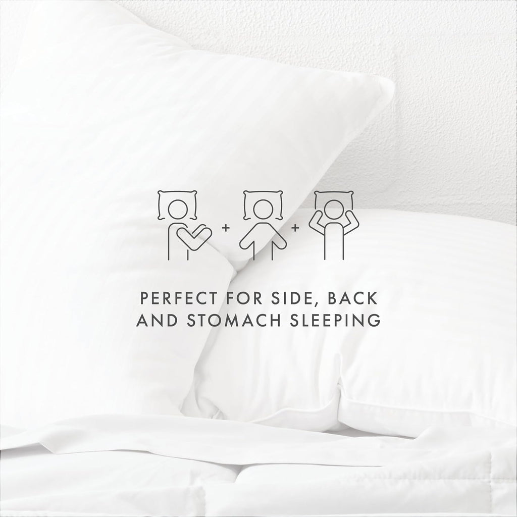 Cooling Gel Queen Pillows Set of 2-100% Cotton Cover, Soft Gel-Fiber Filling, Bed Pillows for All Sleepers, Odorless