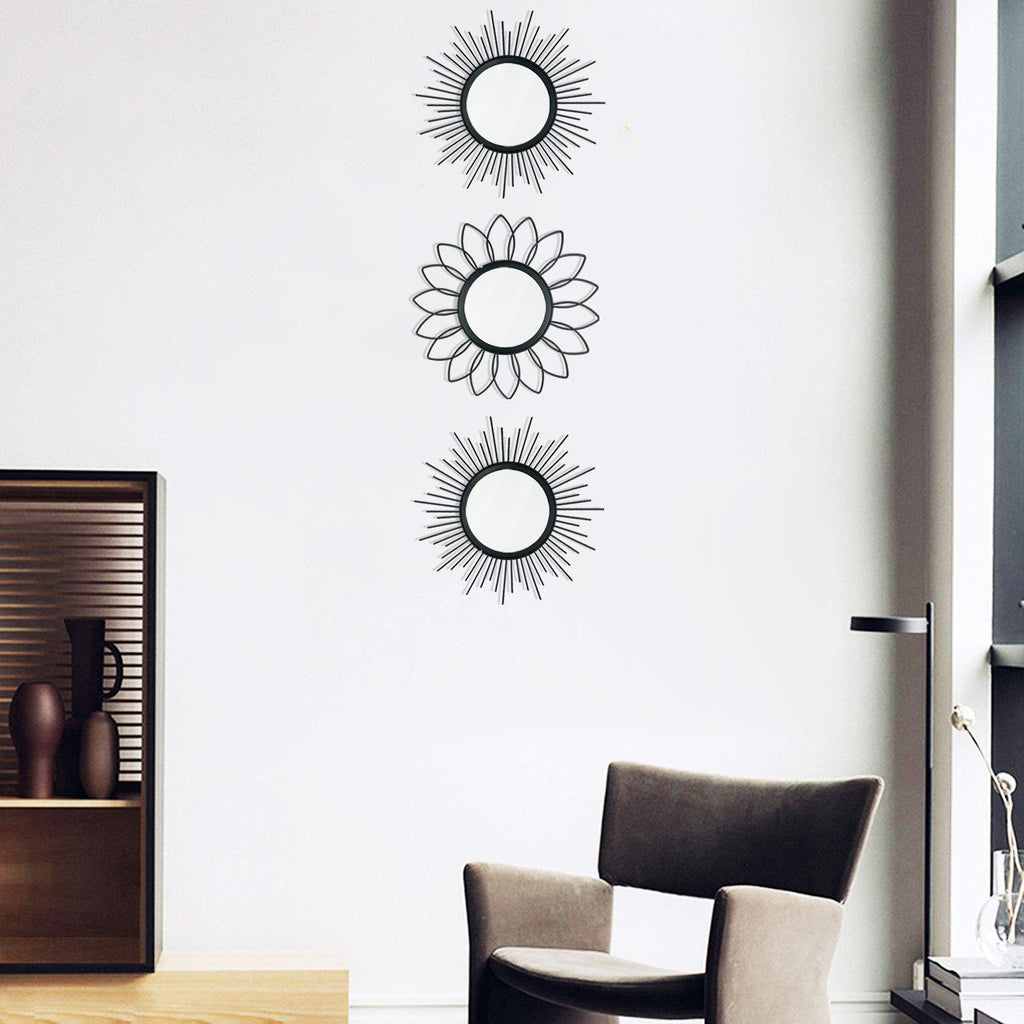 3 Pack Metal Mirror for Wall Cute Sunburst Wall Mirror Home Decor Accent