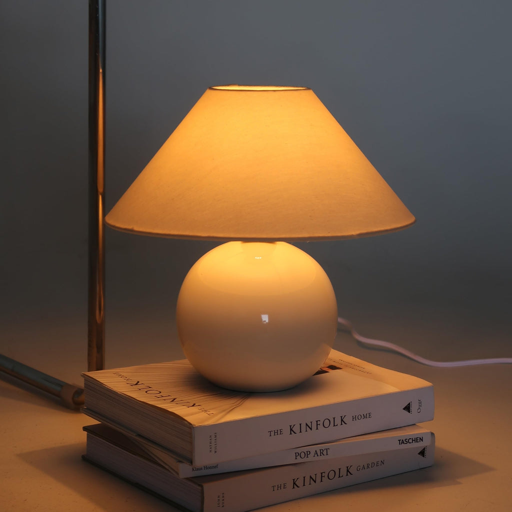 Fiona 11" LED Table Lamp - Modern Ceramic Small Lamp with Diffusing Lamp Shade for Bedside, Nightstand, Desk - Cozy