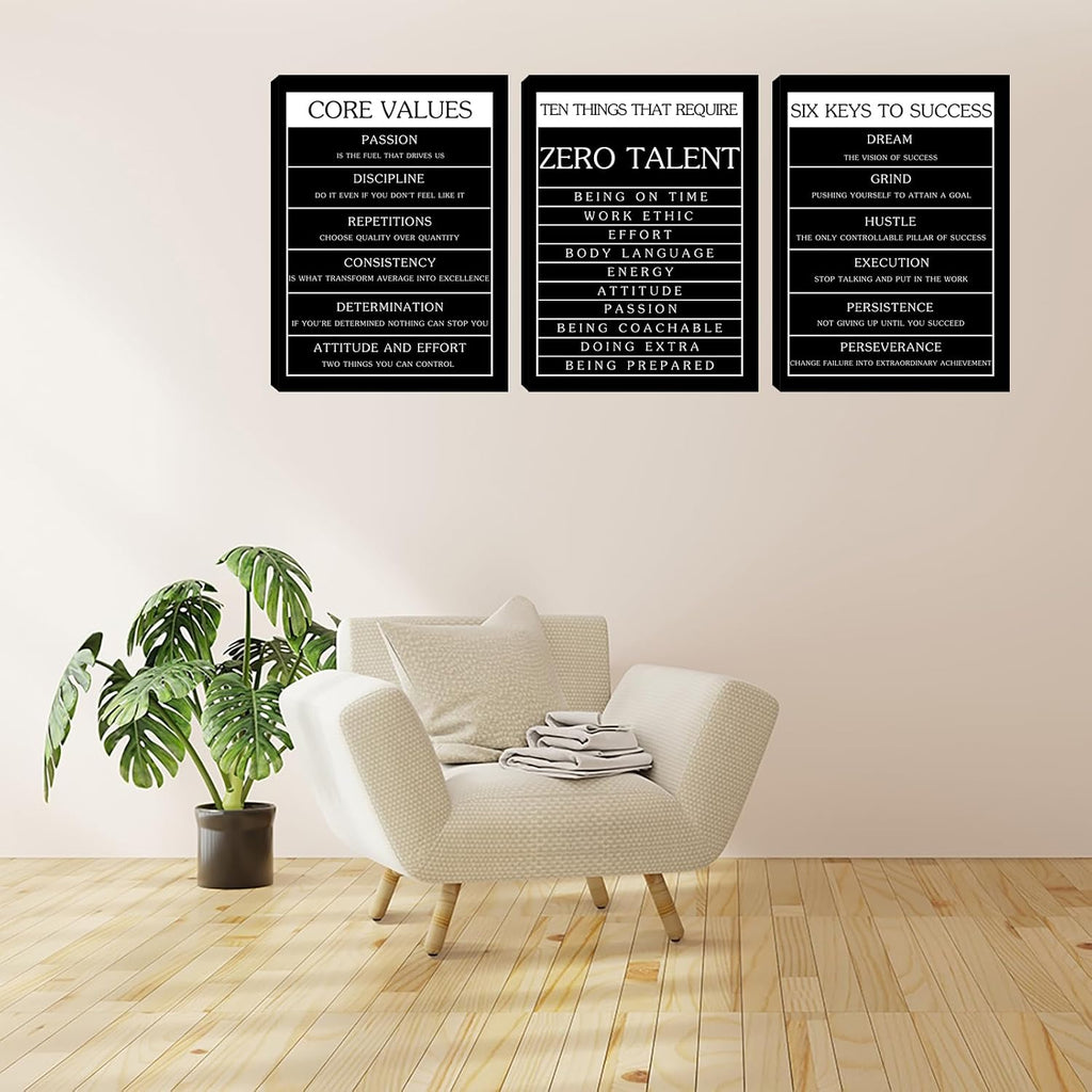 Inspirational Motivational Wall Art Set - Canvas Wall Art Framed Paintings - (36''W x 16''H)