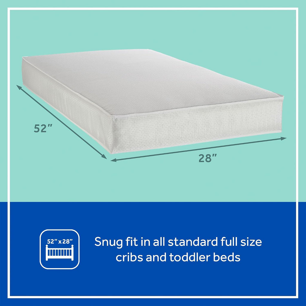 2 Stage Infant Crib Mattress Plus Toddler Bed Fit, Breathable, Cooling Foam Cotton Cover, Dual Firmness &