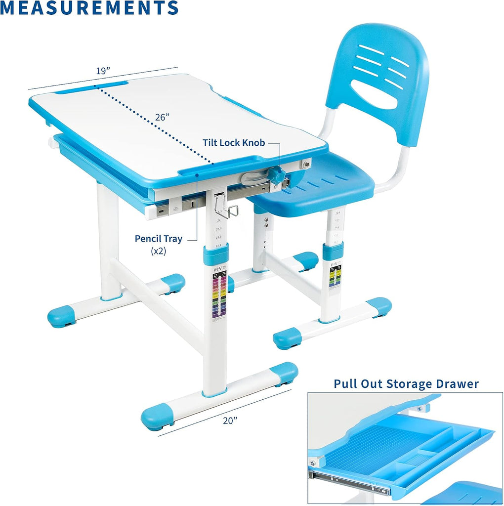 Blue Children's Desk and Chair Set, DESK-V201B
