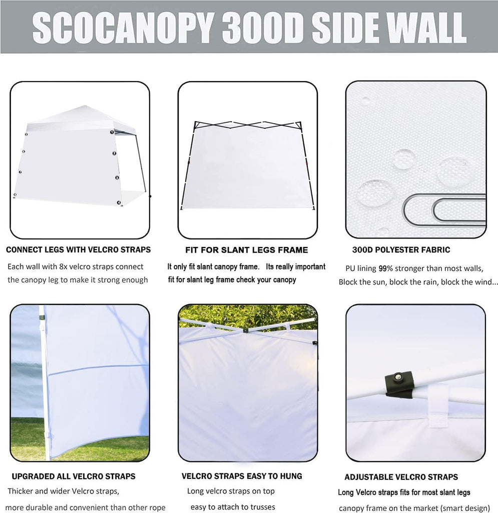 SideWall for 11x11, 12x12 Slant Leg Canopy Frame, 3 Pack SunWall Only, Blue
