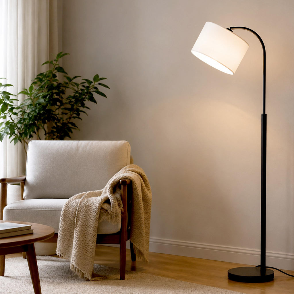Black Arc Floor Lamps with Remote, Mid Century Modern Lamp