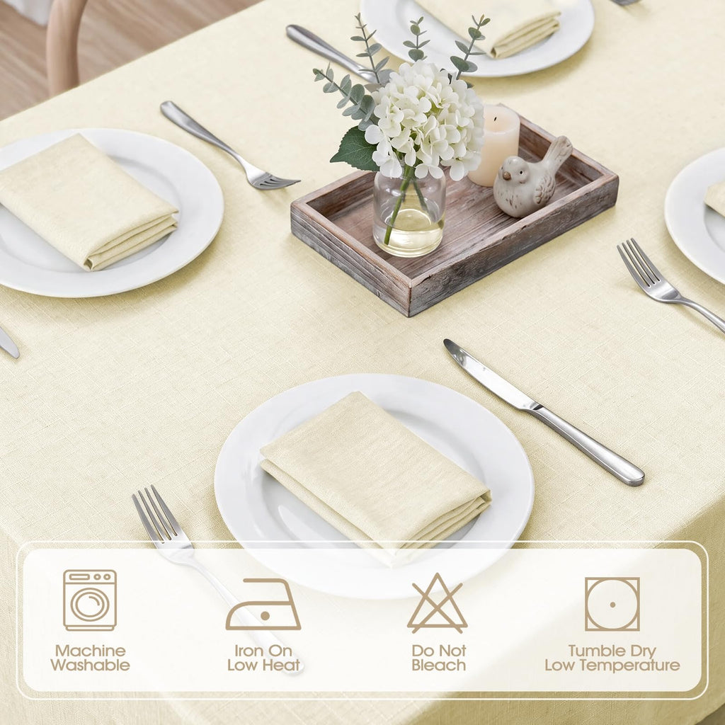 Rectangle Tablecloth 60x104 inch Linen Textured Waterproof Table Cloth Stain and Wrinkle Resistant Washable