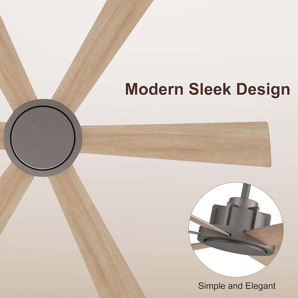60 Inch Ceiling Fan without Light - 6 Plywood Blades, 6-Speed Reversible DC Motor