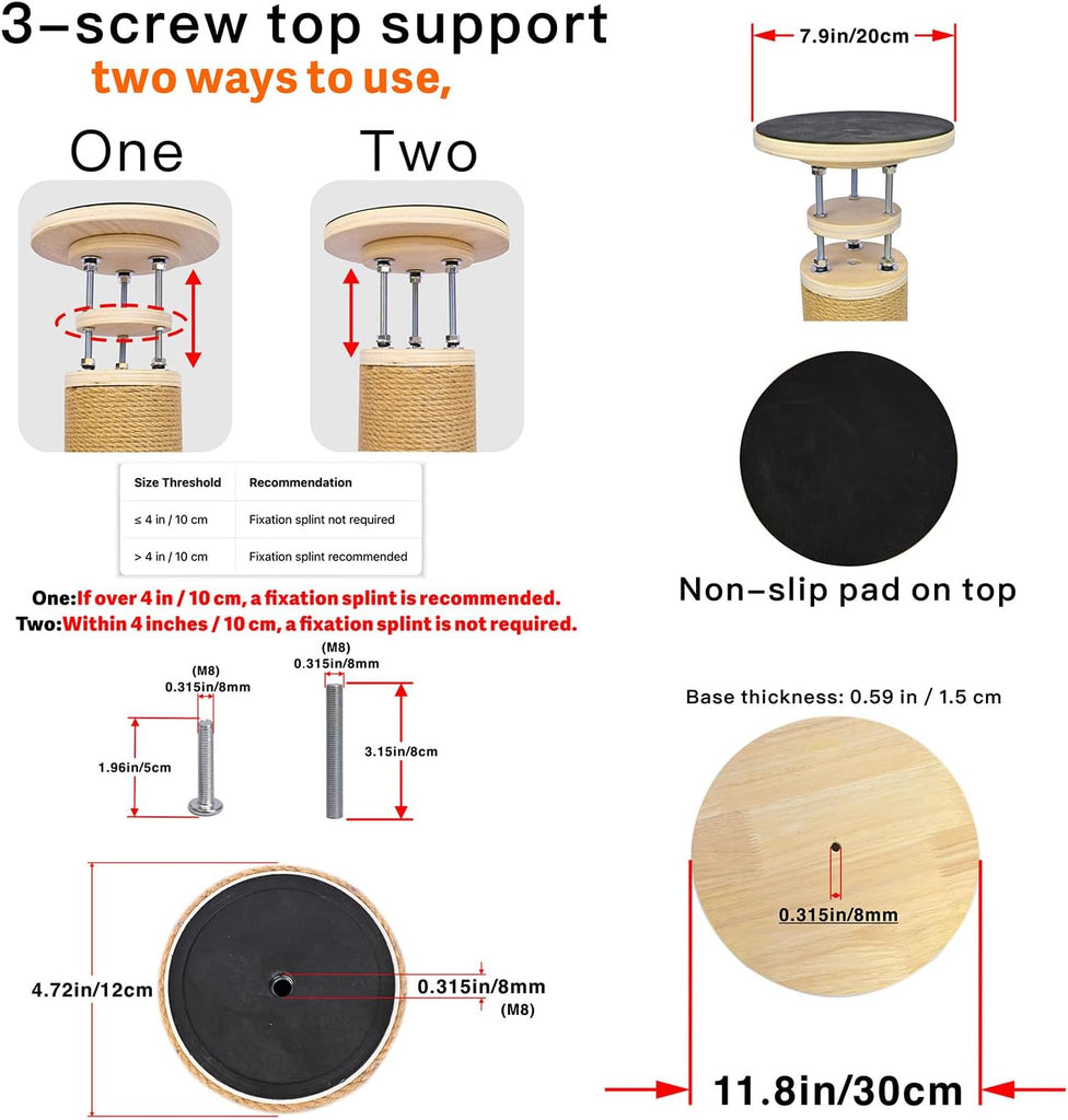 Floor to Ceiling Cat Scratching Post Tree, Adjustable Height 40in-120in Tall PVC Cat Climbing Pole, Sturdy Cat